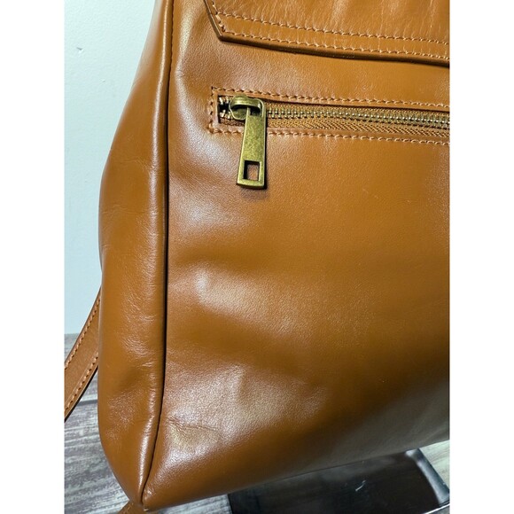 Valentina Fiore Large Tan/Brown Italian 100% Leather Saddle Handbag Purse - Picture 16 of 16